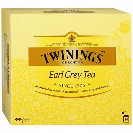 Чай Twinings Earl Grey с ароматом бергамота 50 пакетиков по 2 г